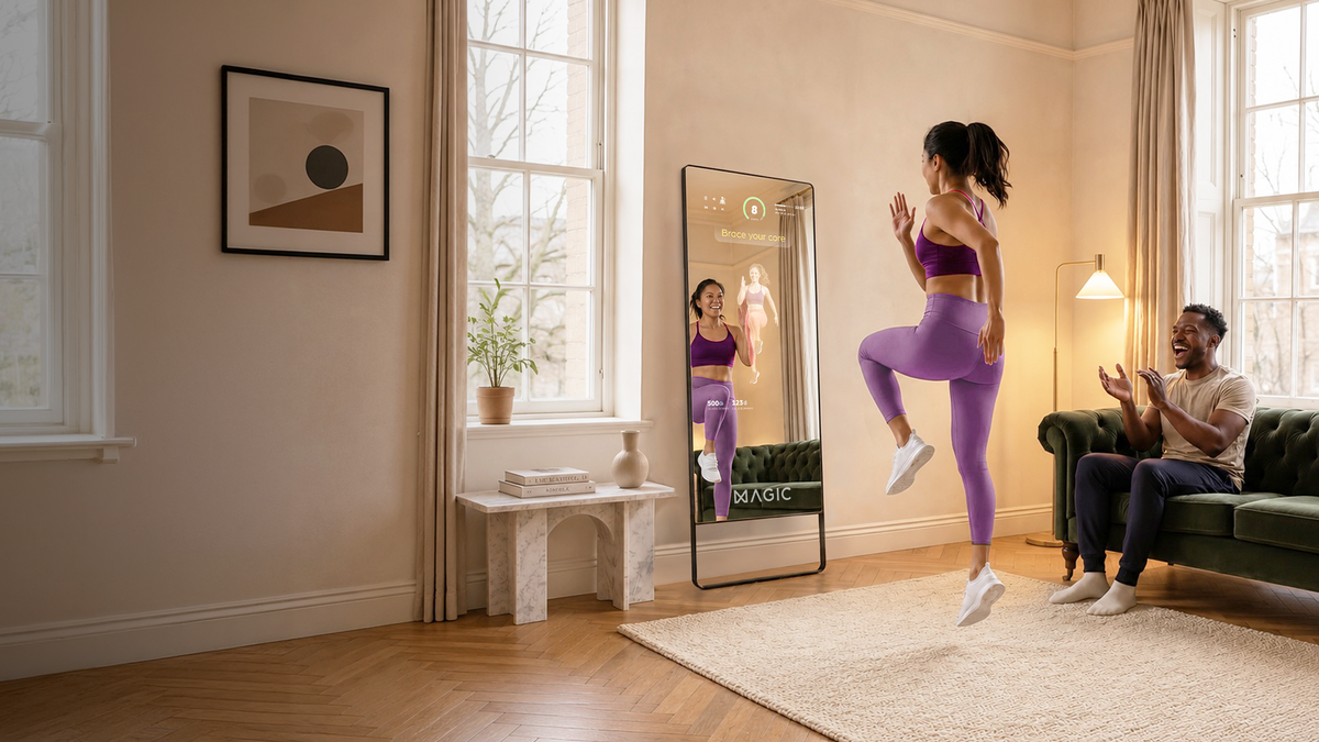 Person training at home with the Magic Mirror
