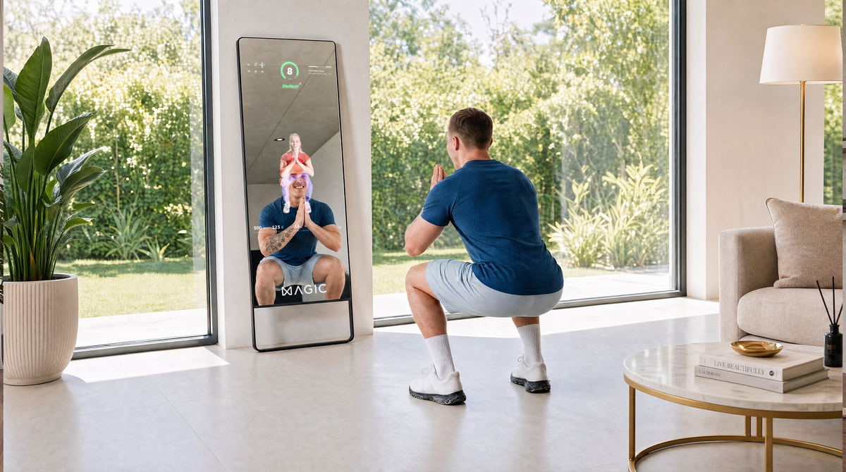 Person training at home with the Magic Mirror