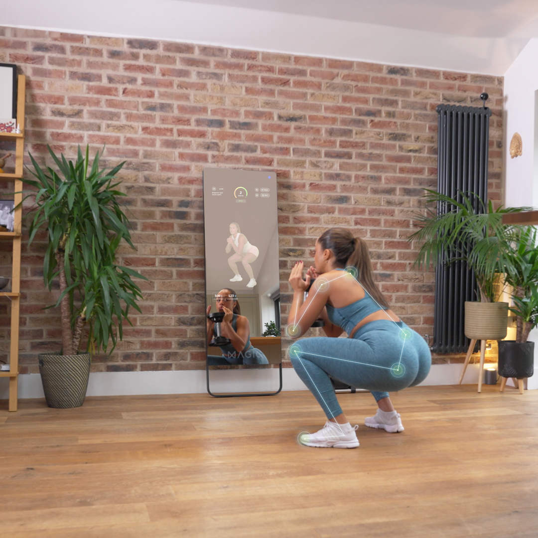 Person training at home with the Magic Mirror